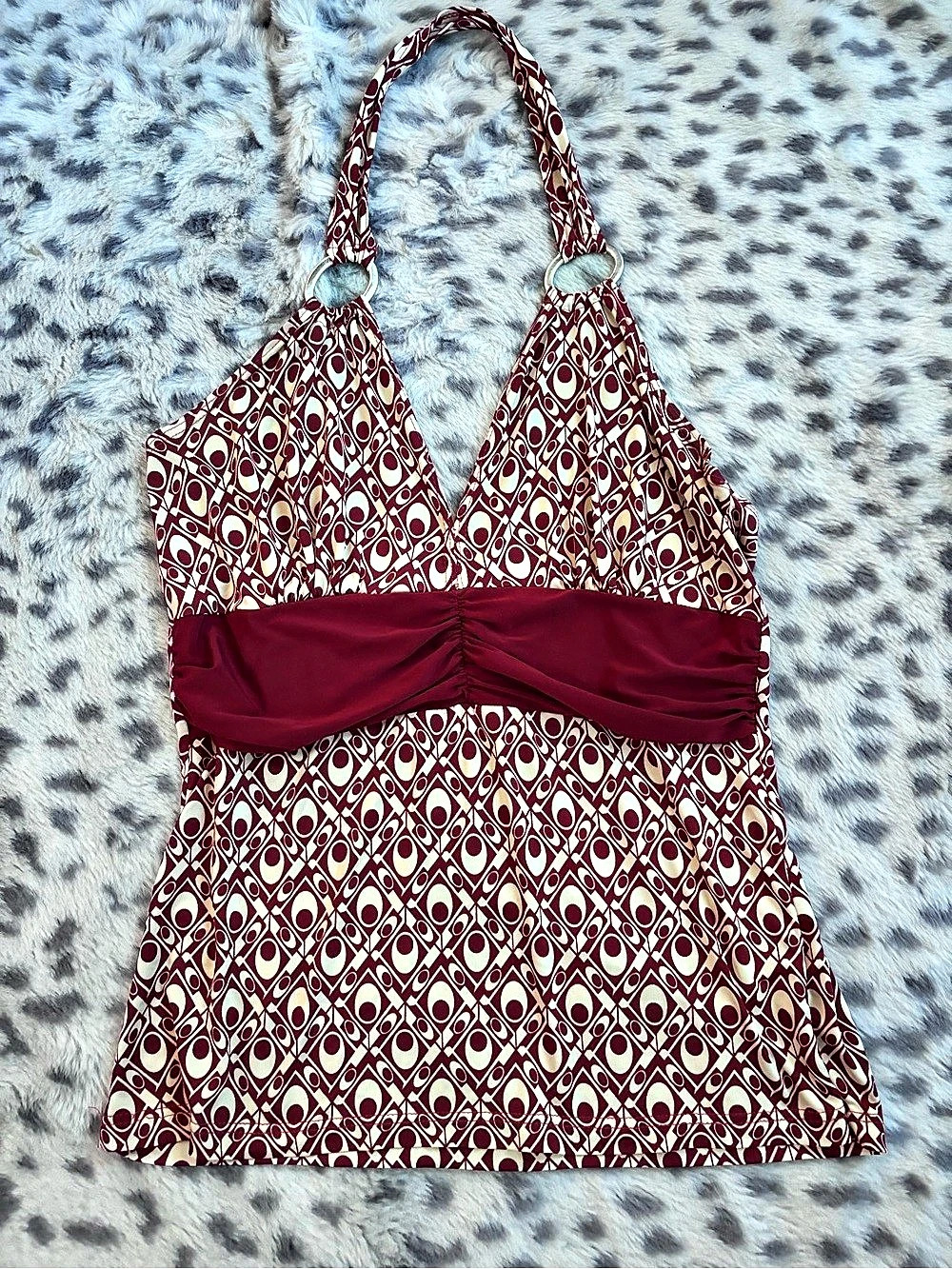 Y2K CLOVIS Geometric halter top Size large